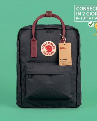 zaino Fjallraven Kanken nero e rosso