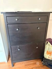 Scarpiera HEMNES con 2 scomparti e 1 cassetto-nera