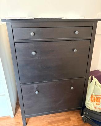 Scarpiera HEMNES con 2 scomparti e 1 cassetto-nera