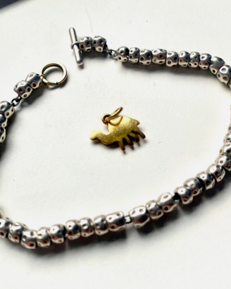 Dodo bracciale granelli argento + ciondolo raro