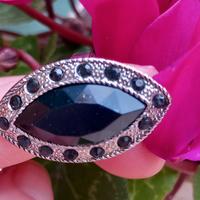 anello con pietra nera, vintage 