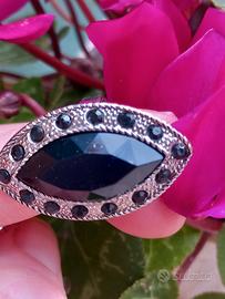 anello con pietra nera, vintage 