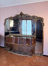 Grande credenza barocca con specchiera dorata 250