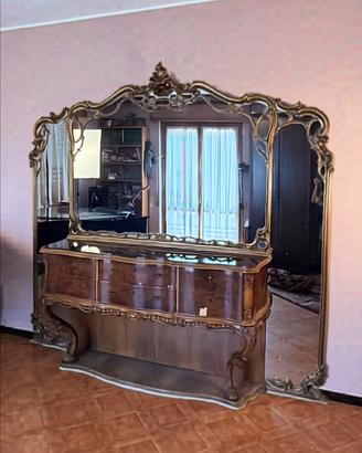 Grande credenza barocca con specchiera dorata 250