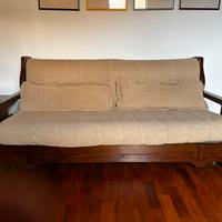 Divano letto in legno pieno e rete a doghe