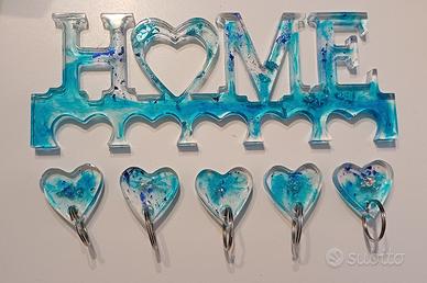 Portachiavi Home con candela led in resina