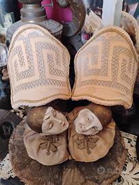 Coppia Ventoline originali Vintage ricamo rinascim