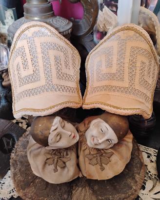 Coppia Ventoline originali Vintage ricamo rinascim