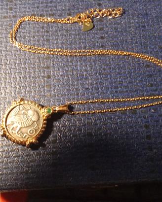 collana in argento e pendolo d oro