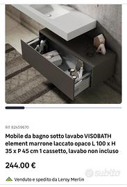 Mobile da bagno sotto lavabo L100 x H 35 x P 45 cm