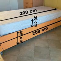 Letto singolo con rete aggiuntiva a scomparsa 