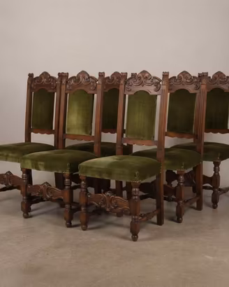 Set 6 sedie classiche in legno con seduta in vellu