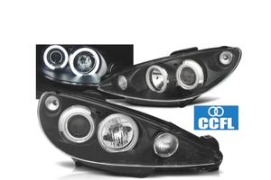 FARI PEUGEOT 206 98-08 ANGEL EYES CCFL FONDO NERO