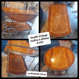 carrello vintage in radica e ottone