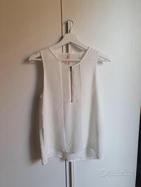 Canotta Bianca Donna  Zip Frontale Elegante