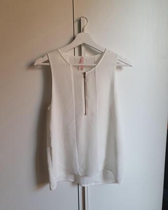 Canotta Bianca Donna  Zip Frontale Elegante