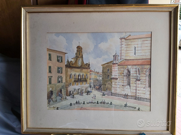 Acquerello Pietro Pagliani la vecchia Grosseto