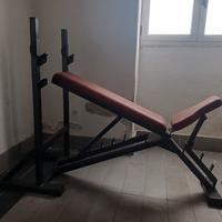panca professionale con 85 kg di pesi 