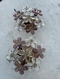 Coppia di appliques floreali Murano anni 70