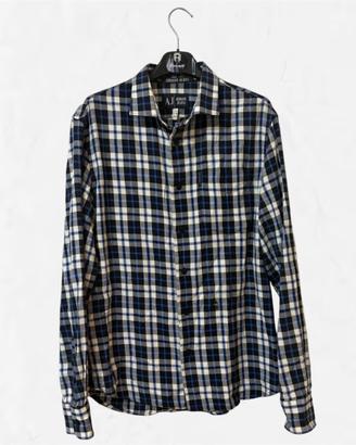 Camicia a quadri Armani Jeans blu e bianco,M