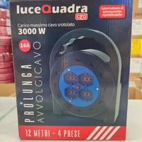 Prolunga avvolgicavo 12 mt 4 prese bipasso+shuko