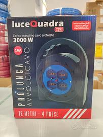 Prolunga avvolgicavo 12 mt 4 prese bipasso+shuko