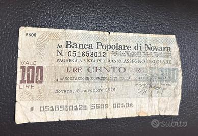 Assegno 1976 banca popolare di Novara