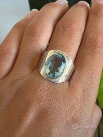 Anello argento 925 con acquamarina