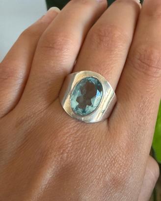 Anello argento 925 con acquamarina