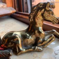 Bronzo Artistico Cera Persa Dorato Cavallo 12x8x4