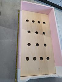 Lettino Montessori Woodly rosa con materasso