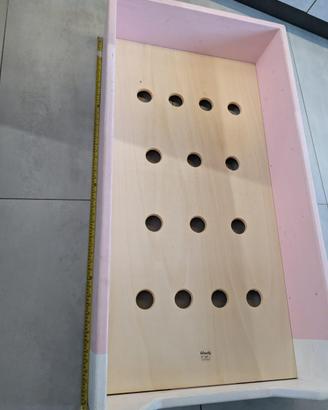 Lettino Montessori Woodly rosa con materasso