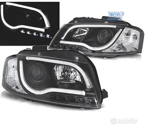 FARI AUDI A3 8P LUCE DIURNA A TUBO LED FONDO NERO