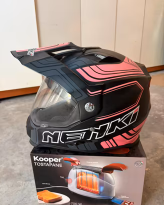 Casco Moto Enduro Motard NENKI Nero e Rosa TG M