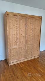 Armadio letto a scomparsa matrimoniale abete legno