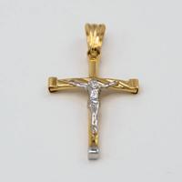 Ciondolo in oro giallo e bianco 18 kt croce A.420