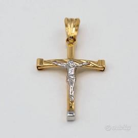 Ciondolo in oro giallo e bianco 18 kt croce A.420