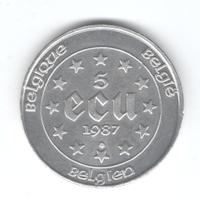 Moneta 5 Ecu 1987 Belgio Argento