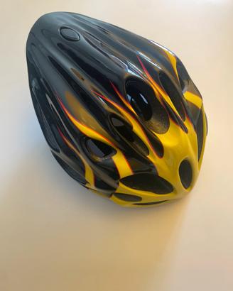 Casco bici ciclismo fiamme giallo nero regolabile