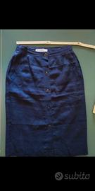 Gonna blu in puro lino