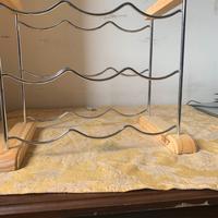 Porta bottiglie di vino in metallo e legno - 9