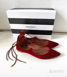 Ballerine velluto rosso Aquazzurra tg37,5