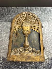 Antica Porticina di Tabernacolo in Legno Dorato 