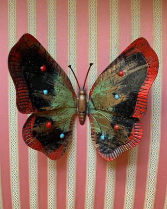 Farfalla decorativa metallo da appendere al muro