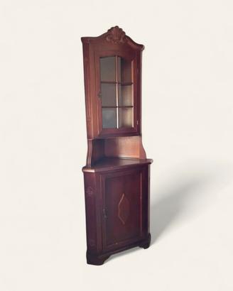 Vetrinetta Angolare Vintage in Legno Massello 