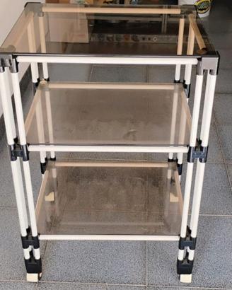 Carrello porta tv in alluminio e vetro con ruote