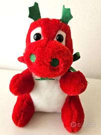 Peluche draghetto rosso e bianco altezza 20 cm