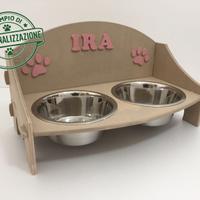 Supporto Ciotole Personalizzato con 2 ciotole