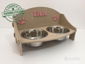 Supporto Ciotole Personalizzato con 2 ciotole