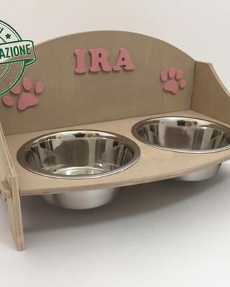 Supporto Ciotole Personalizzato con 2 ciotole
